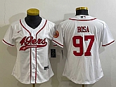 Women's San Francisco 49ers #97 Nick Bosa White With Patch Cool Base Stitched Baseball Jersey,baseball caps,new era cap wholesale,wholesale hats